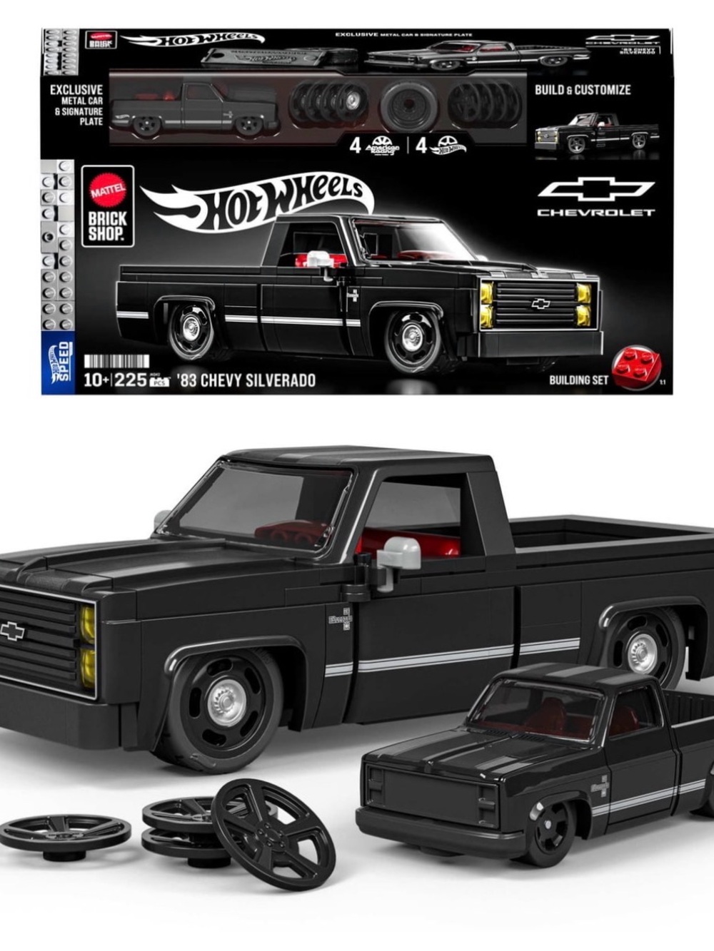 Mattel Hot Wheels Black '83 Chevy Silverado Brick Shop